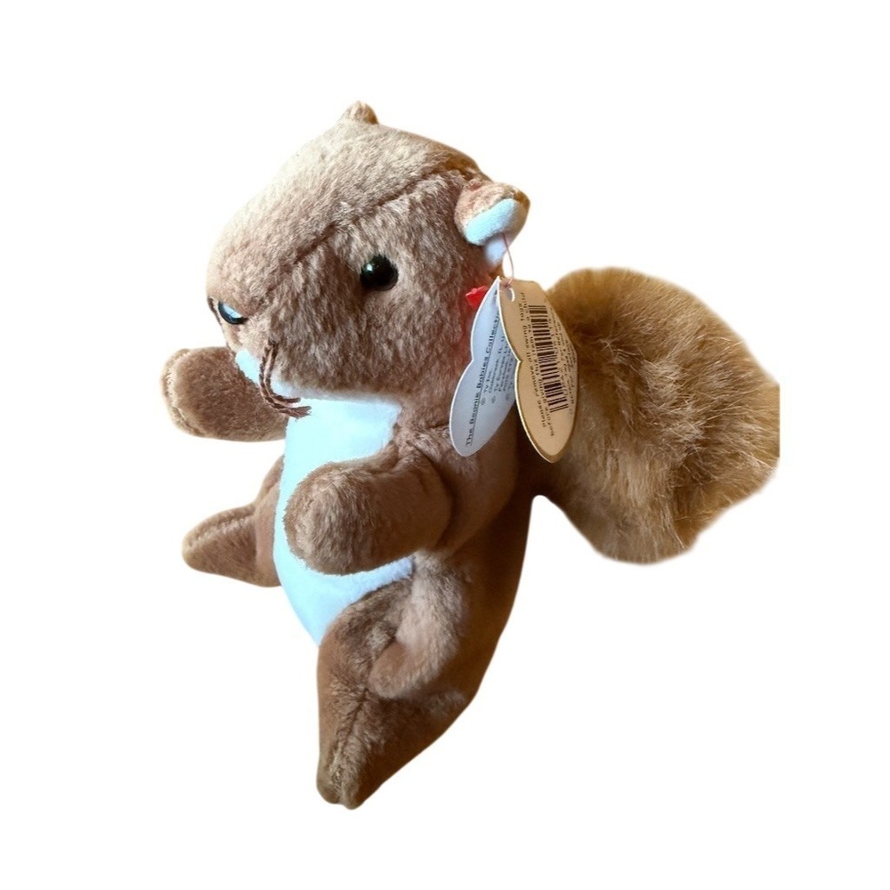 Ty Beanie Babies Nuts the Squirrel Plush Beanbag Brown White w/‎ Tags 1996